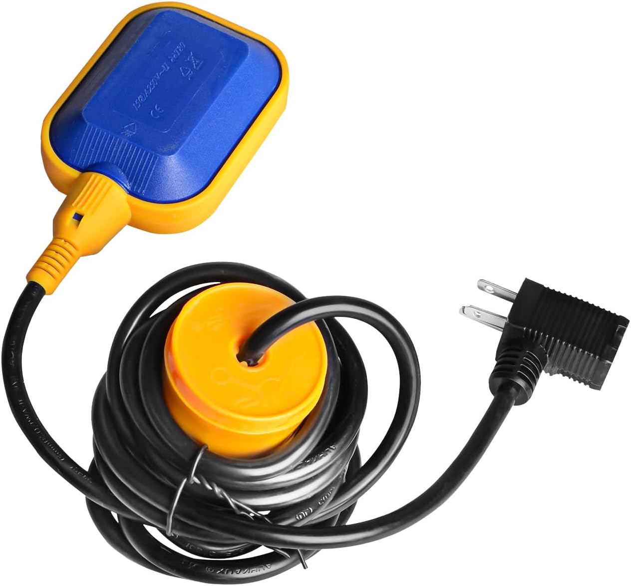 (With Counterweight) Sump Pump Universal Tethered Float Switch AC 15A 110~250V Piggyback Style Plug with 10 Feet Cord, Used in Sewage Pump, Water Tank, Septic Tank Pump, etc.