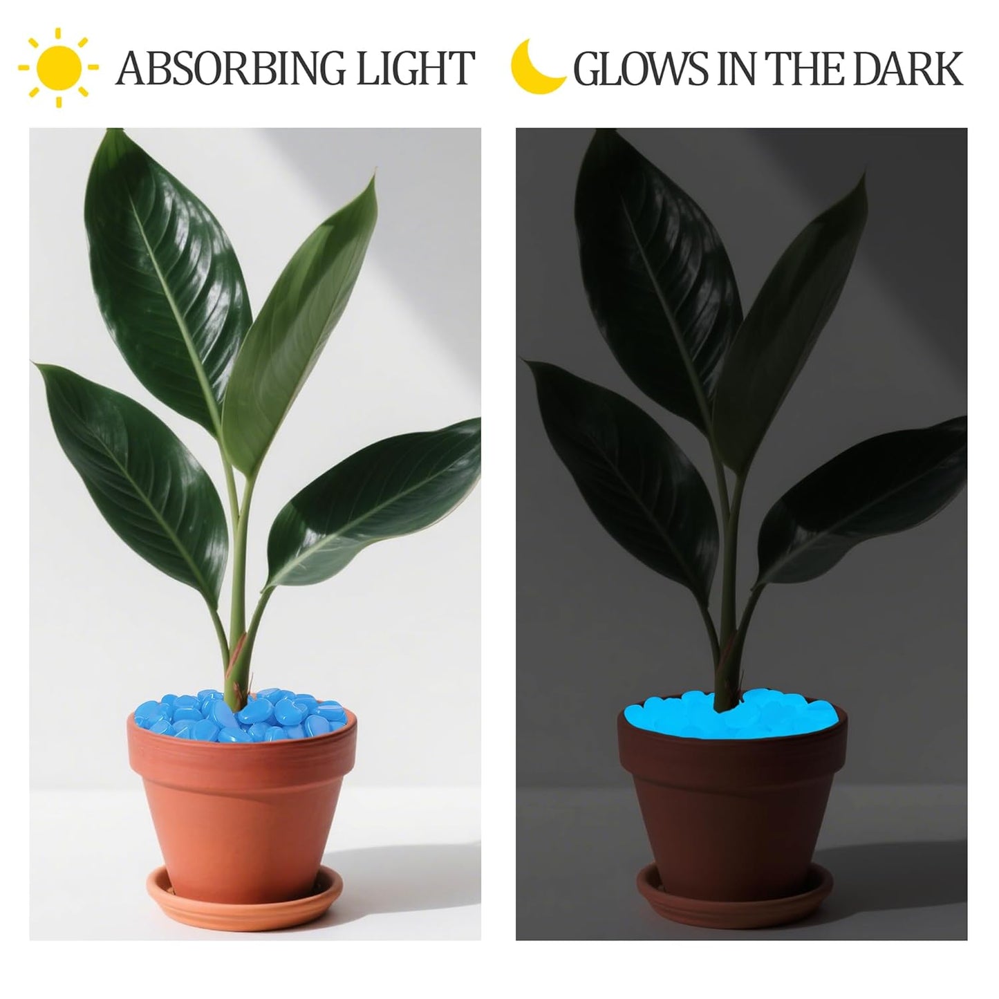 0.7LB 25-27mm Bule Glow in The Dark Stones Luminous Pebble Stones Glow Fish Tank Rocks Luminous Pebbles for Outdoor Decor Yard Walkway Pathway Aquarium