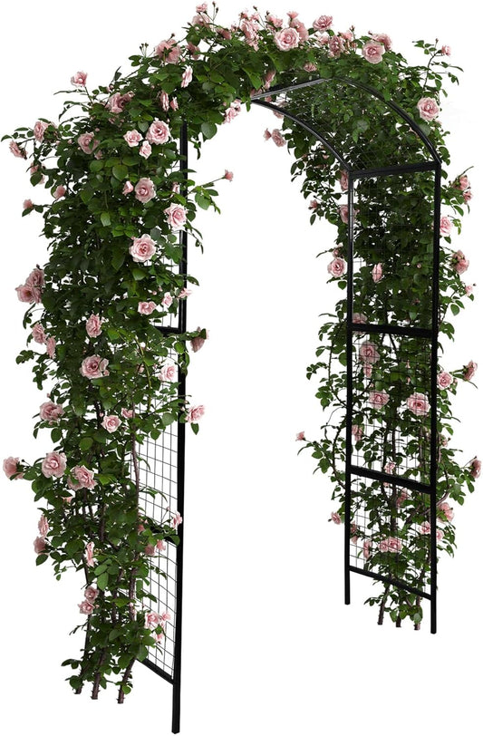 1 PC Metal Garden Arch Garden Trellis for Climbing Plants, Vines, Roses, Outdoor Pergola Trellis with Stake, Wide Garden Archway Arbor Trellis for Lawn Wedding Bridal Party Decor Ceremony