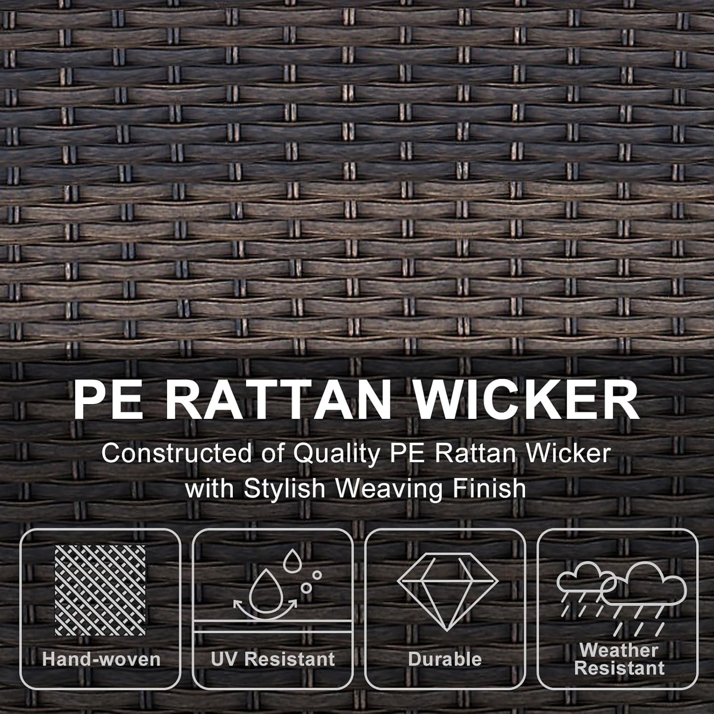 HUMMUH 4-Piece Patio Furniture Wicker Outdoor Conversation Set,All-Weather Rattan Outdoor Sofa Set Patio Chairs Coffee Table for Backyard,Porch,Deck