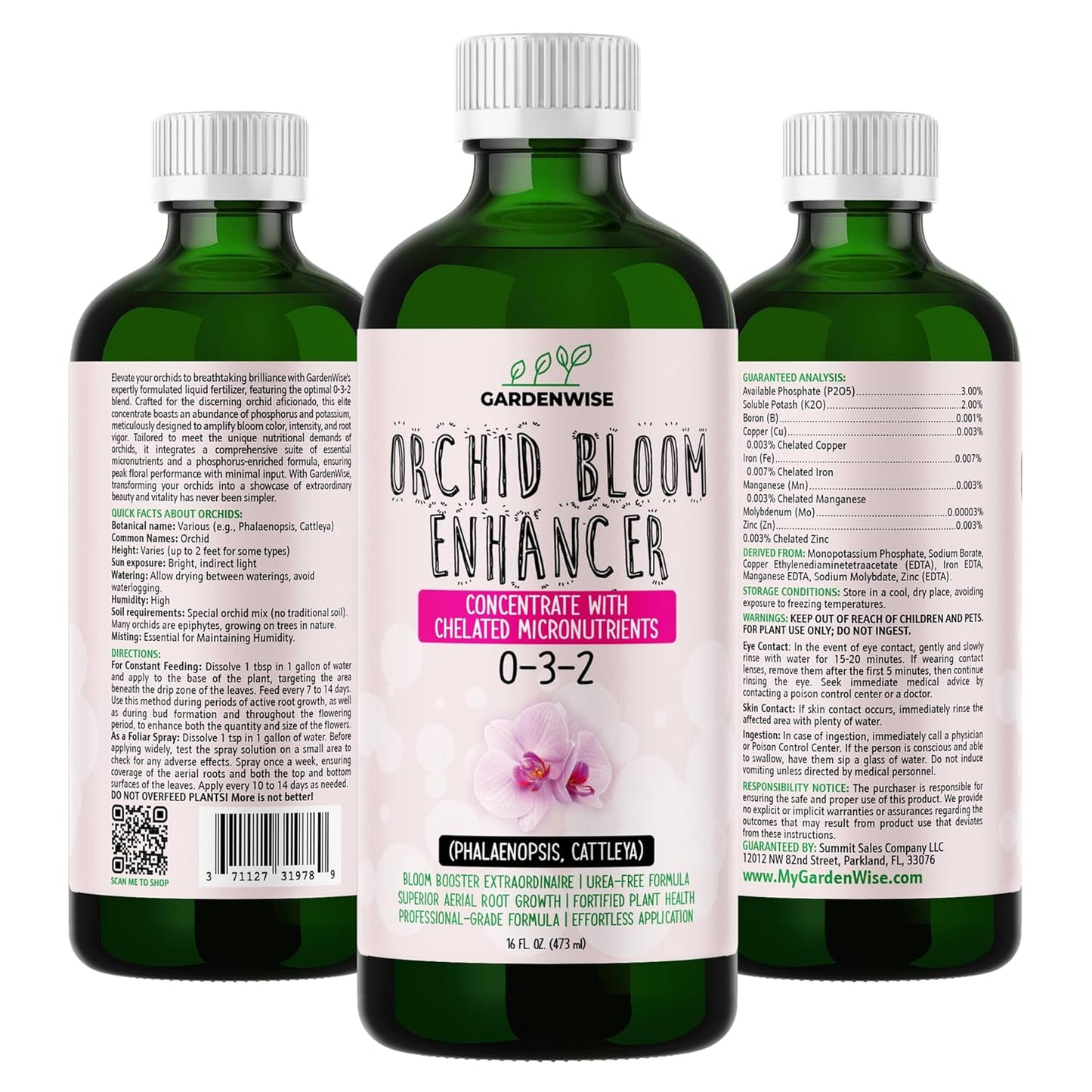 0-3-2 Giant Bloom: Orchid Bloom Enhancer - Orchid Bloom Booster Fertilizer - Orchid Food Concentrate - Chelated Nutrients for Healthy Flower & Reblooms (32 OZ), GW-05030-C-01